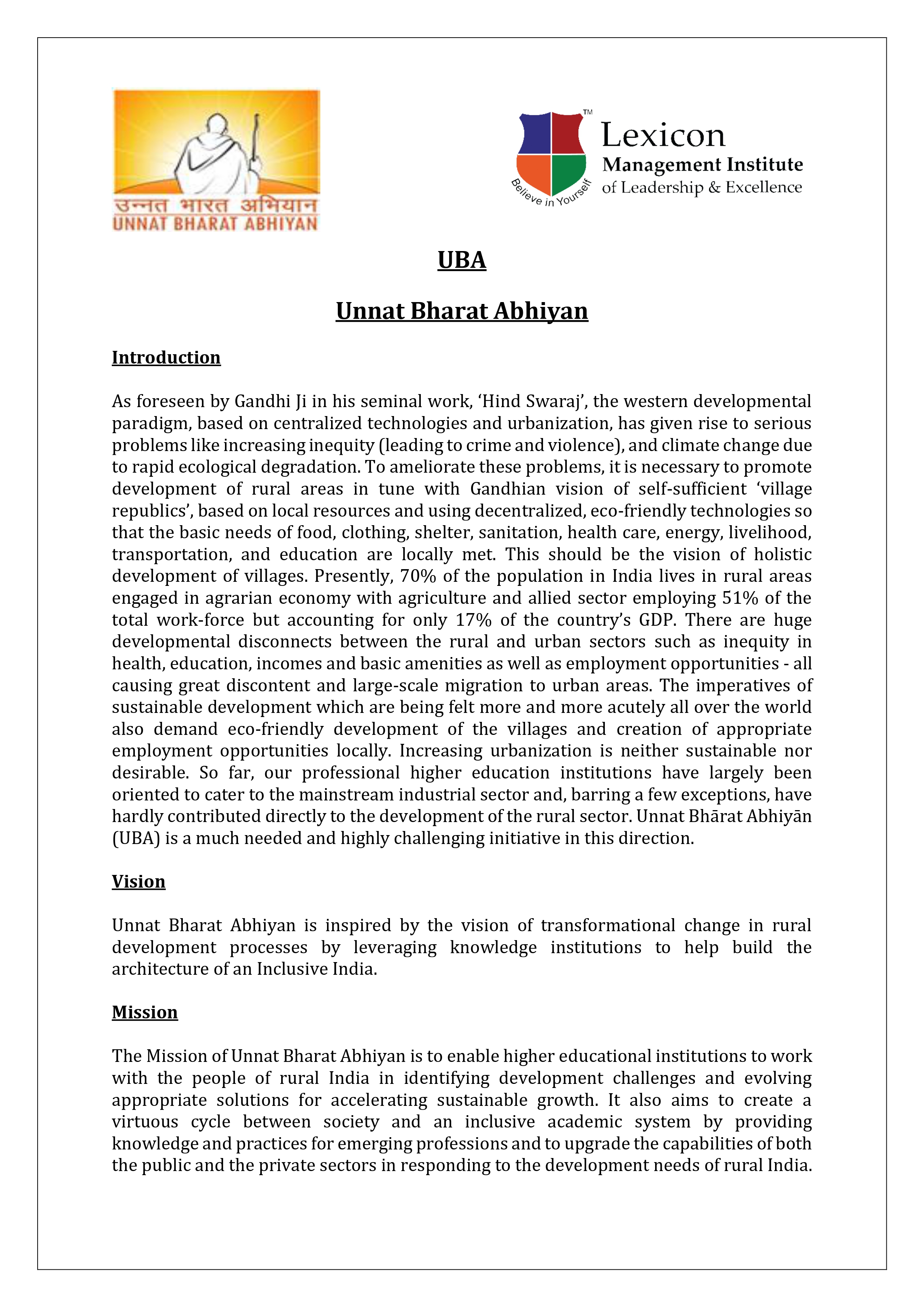 Unnat Bharat Abhiyan at Lexicon MILE Part 1